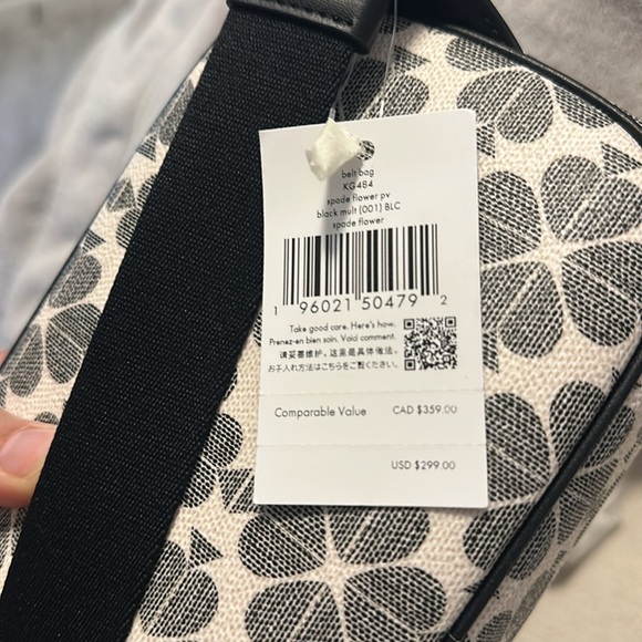 Classic signature Kate Spade belt bag spade flower NWT black grey white - Picture 6 of 6